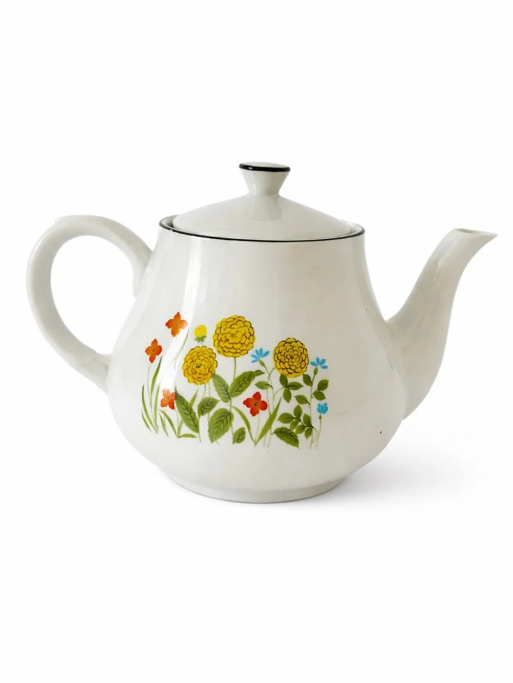 Vintage Nevco Japan Floral Teapot Mid-Century Wildflower Porcelain Retro 60s 70s
